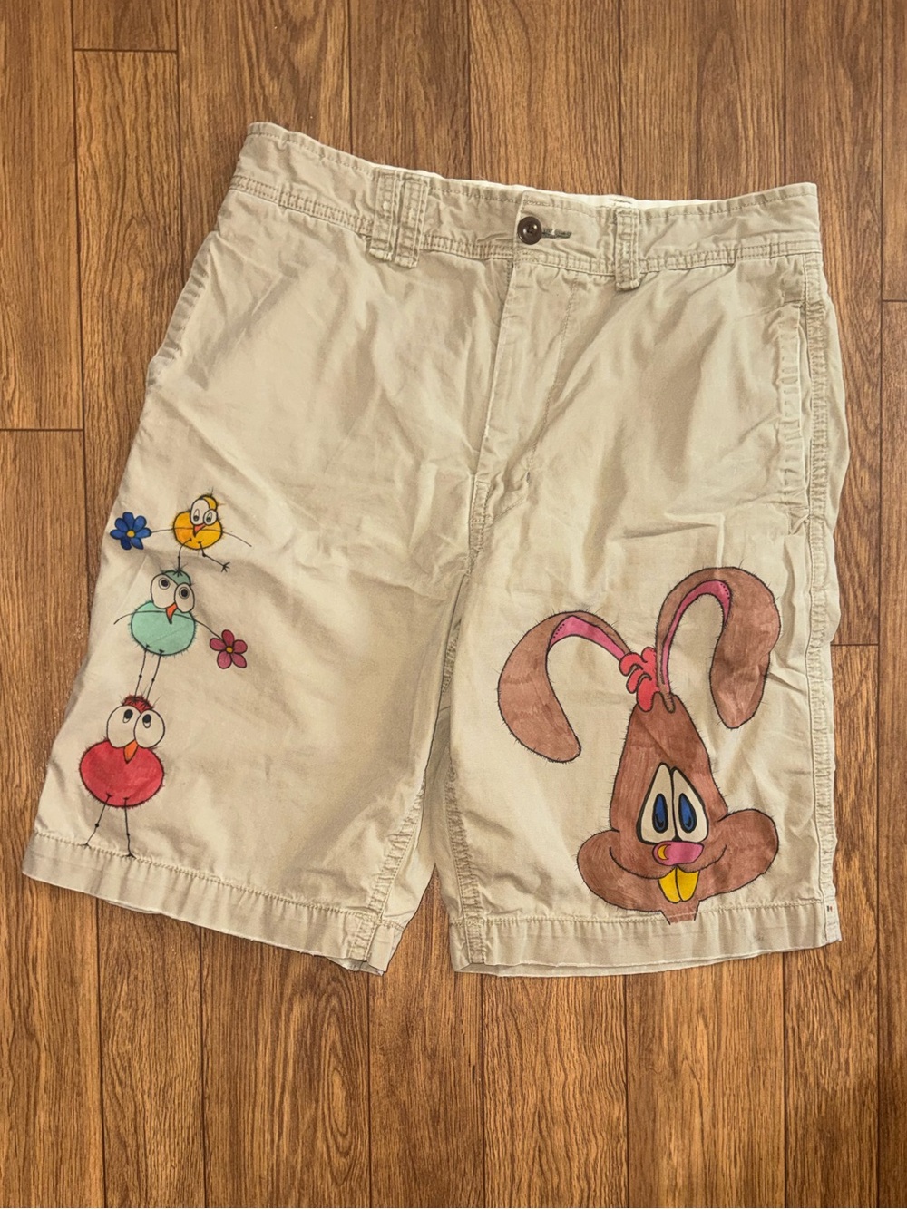 Vintage Y2K American Eagle Cargo Shorts Men's Size 33 Longer Length Nesquik Art